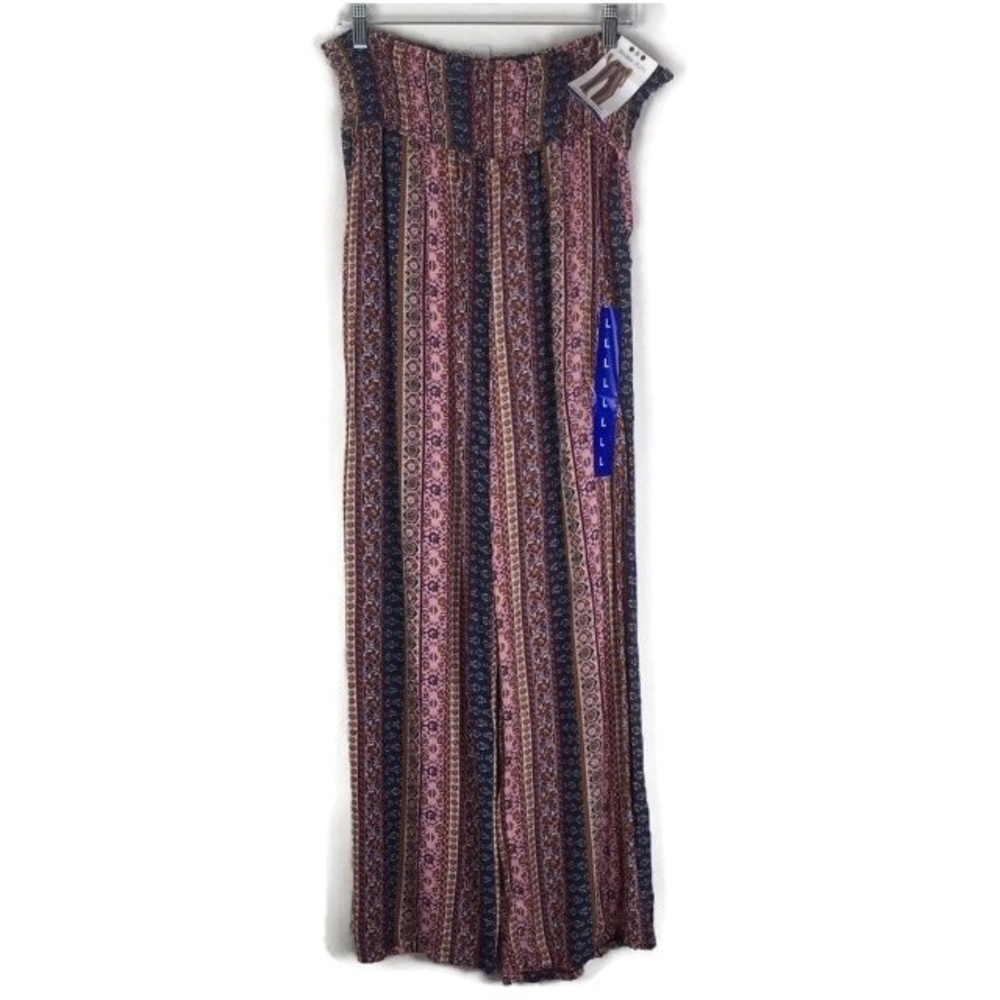 Three Dots Boho Printed Wide Leg Pants in Ornamental Stripe